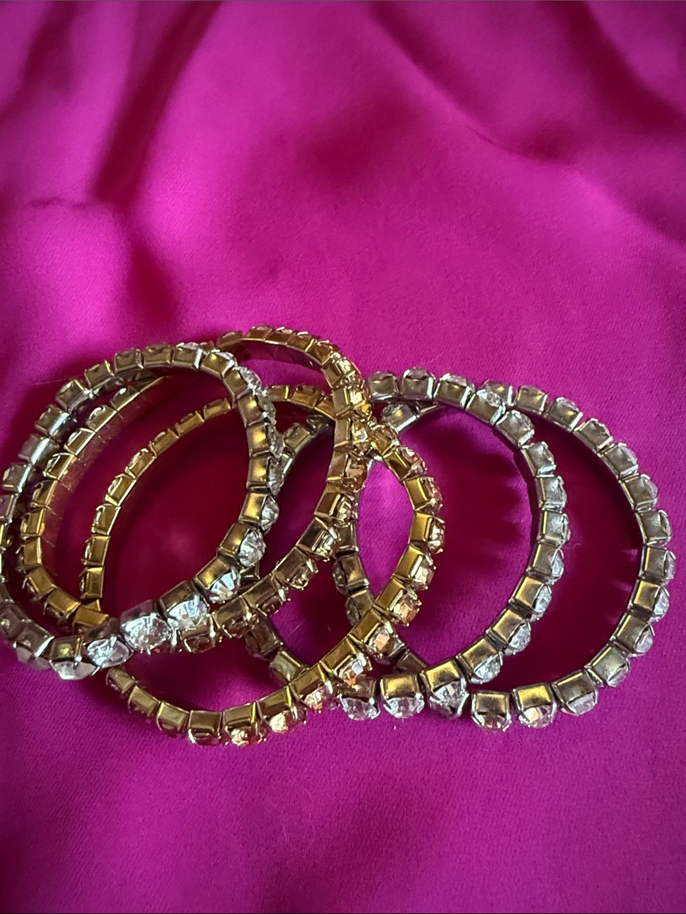 Gold and Silver Crystal Stretch Bracelet Set